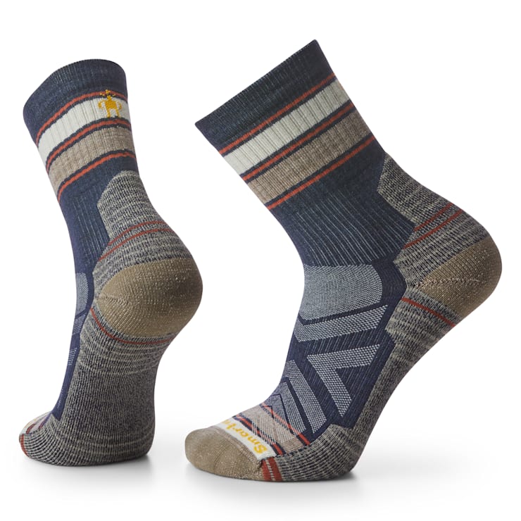 Smartwool Hike Light Cushion Striped Mid Crew - Mens Ash-Charcoal / M