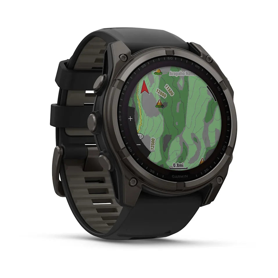 Garmin Fenix 8 51 Mm, Solar, Sapph, Carb Gry Dlc Tit w/ Blk/Peb Gry Sil