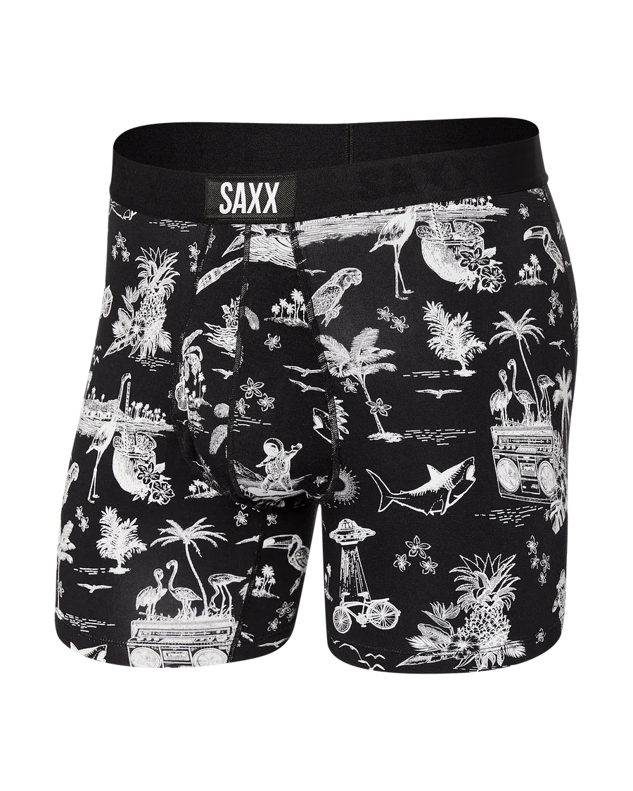 Saxx Ultra Super Soft Boxer Brief Black Astro Surf And Turf