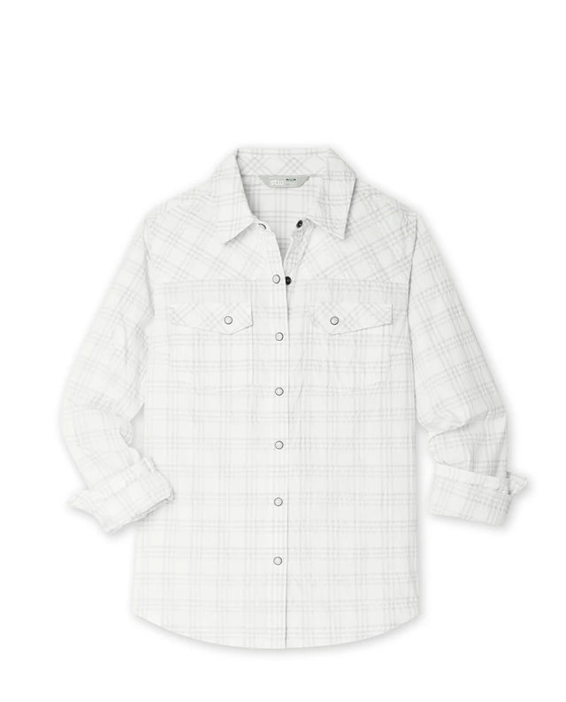 Stio Eddy Coast Shirt Long Sleeve - Womens Morning Frost Plaid