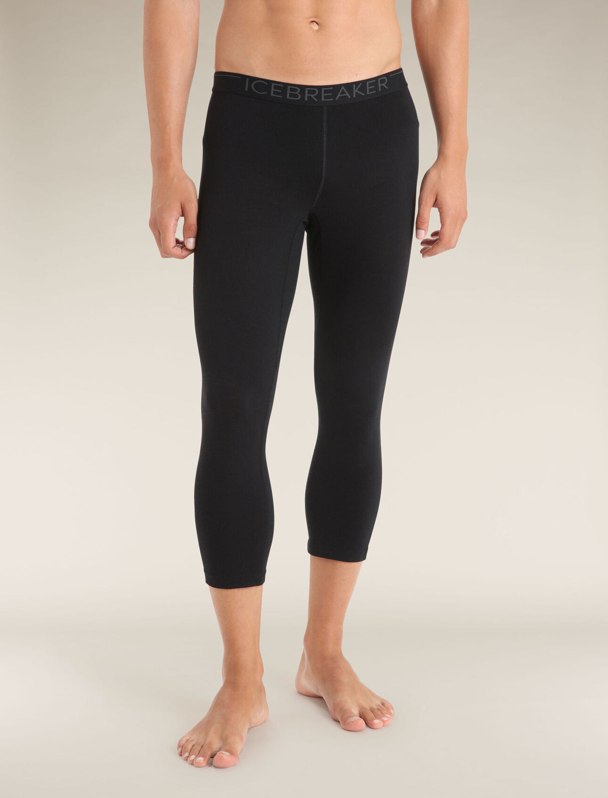 Icebreaker Merino 200 Oasis 3/4 Leggings - Mens Black / XS