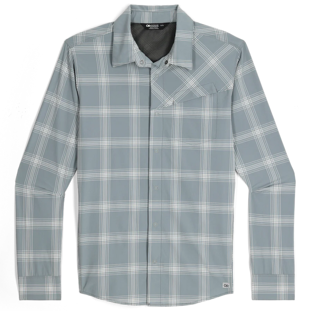 Outdoor Research Astroman Long Sleeve Sun Shirt - Mens Lead Plaid / S