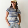 Marine Layer Lexi Rib Sun-In Crew Tee - Womens Blue ulti Stripe / M