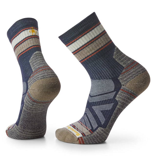 Smartwool Hike Light Cushion Striped Mid Crew - Mens Ash-Charcoal / M
