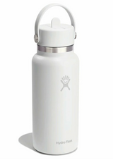 Hydroflask Neptune Logo 32oz Wide Mouth w/Flex Straw White