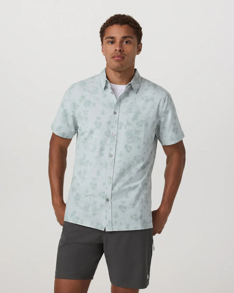 Vuori Bridge Button Down - Mens Sable Mini Stripe