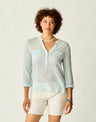 Carve Designs Dylan Gauze Shirt - Womens Lagoon Stripe