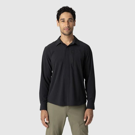 Outdoor Research Astroman Long Sleeve Sun Shirt - Mens Light Pewter Plaid / XL