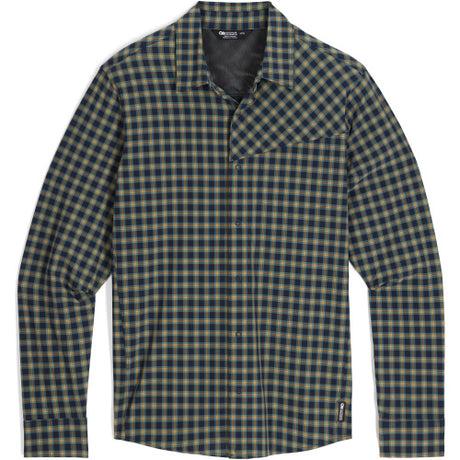 Outdoor Research Astroman Long Sleeve Sun Shirt - Mens Gold Nebula Plaid / M
