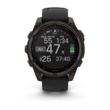 Garmin Fenix 8 47 Mm, Solar, Sapph, Carb Gry Dlc Tit w/ Blk/Peb Gry Sil