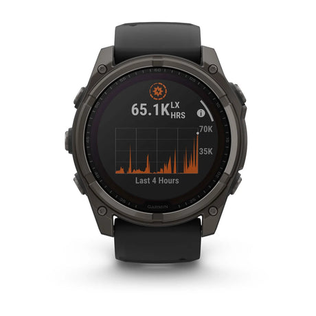 Garmin Fenix 8 51 Mm, Solar, Sapph, Carb Gry Dlc Tit w/ Blk/Peb Gry Sil