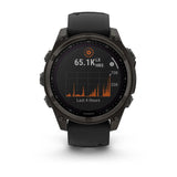 Garmin Fenix 8 47 Mm, Solar, Sapph, Carb Gry Dlc Tit w/ Blk/Peb Gry Sil